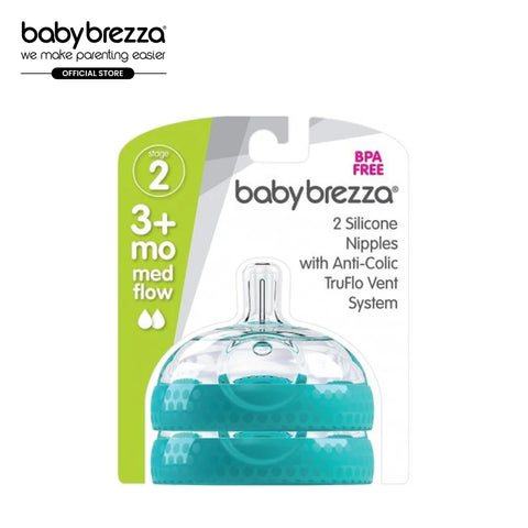 Stage 2 Replacement Baby Bottle Nipples with Anti-Colic Truflo Vent System (2 Packs)
