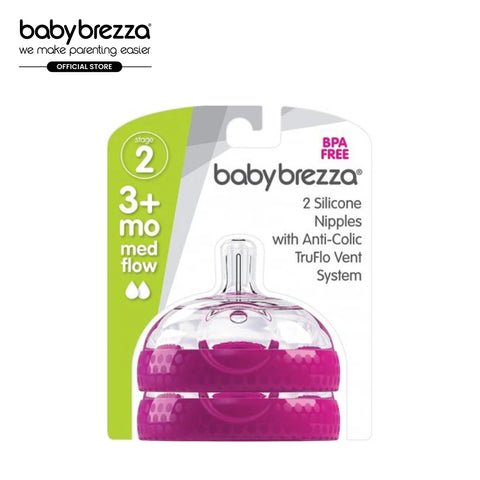 Stage 2 Replacement Baby Bottle Nipples with Anti-Colic Truflo Vent System (2 Packs)