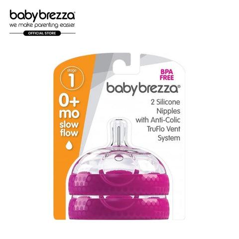 Stage 1 Replacement Baby Bottle Nipples with Anti-Colic Truflo Vent System (2 Packs)