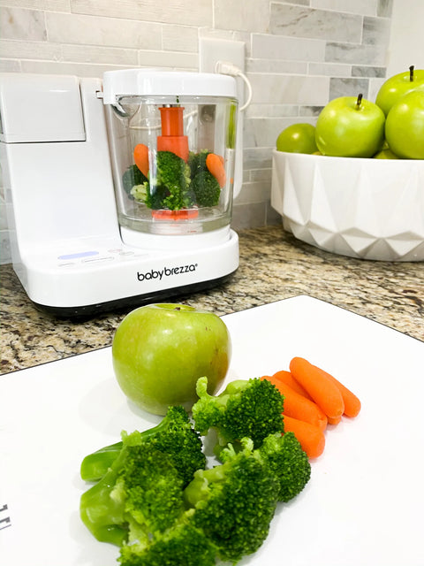 Apple, broccoli, and carrot puree