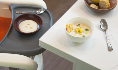 Baby & family recipe - yellow corn & summer squash soup