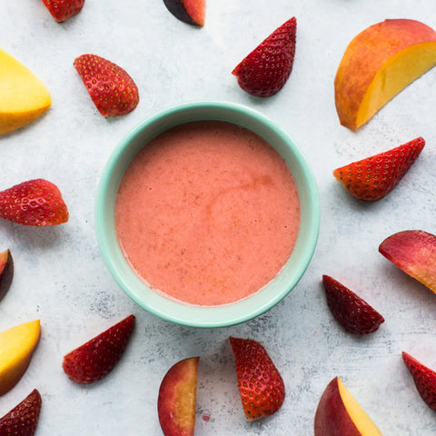 Plum, peach, & strawberry puree baby food recipe