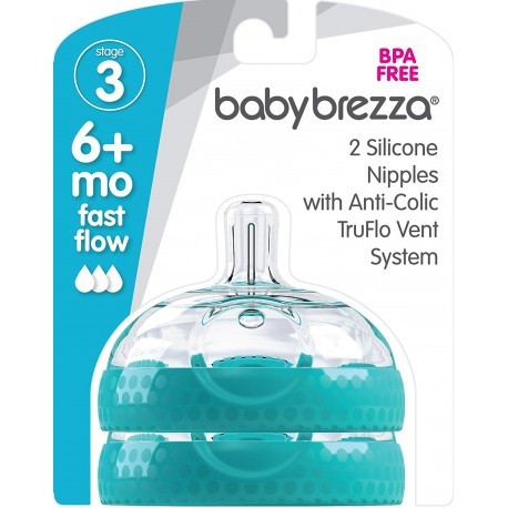 Stage 3 Replacement Baby Bottle Nipples with Anti-colic Truflo Vent System (2 Packs)